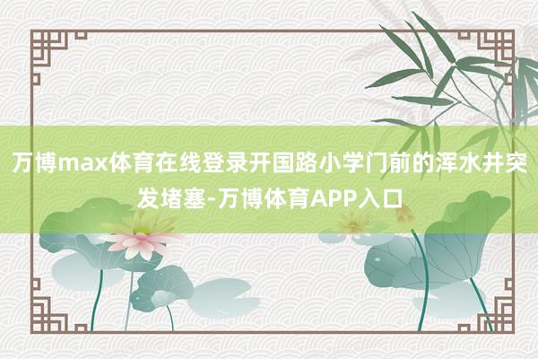 万博max体育在线登录开国路小学门前的浑水井突发堵塞-万博体育APP入口