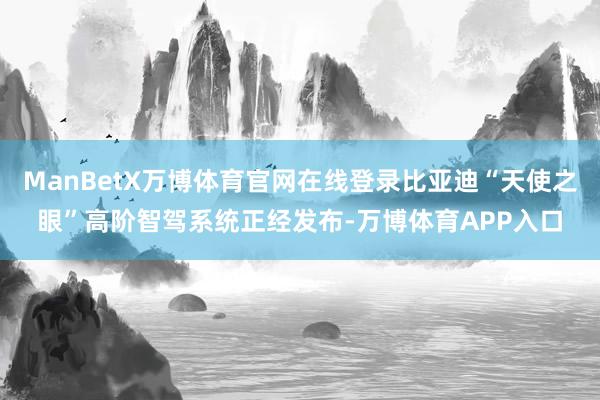 ManBetX万博体育官网在线登录比亚迪“天使之眼”高阶智驾系统正经发布-万博体育APP入口