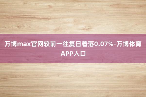 万博max官网较前一往复日着落0.07%-万博体育APP入口