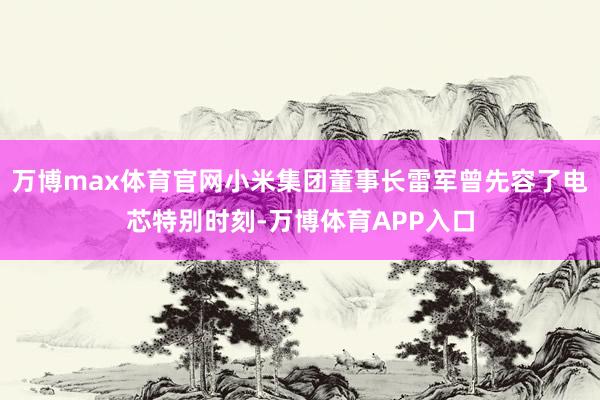 万博max体育官网小米集团董事长雷军曾先容了电芯特别时刻-万博体育APP入口