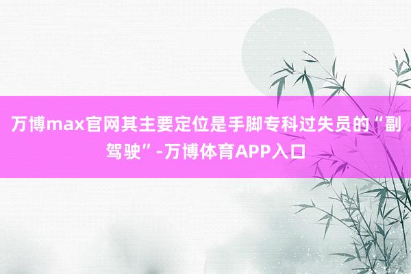 万博max官网其主要定位是手脚专科过失员的“副驾驶”-万博体育APP入口