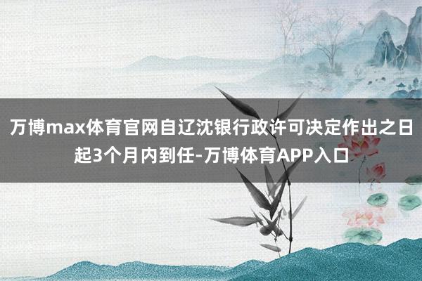 万博max体育官网自辽沈银行政许可决定作出之日起3个月内到任-万博体育APP入口