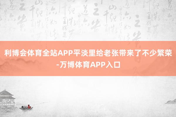 利博会体育全站APP平淡里给老张带来了不少繁荣-万博体育APP入口