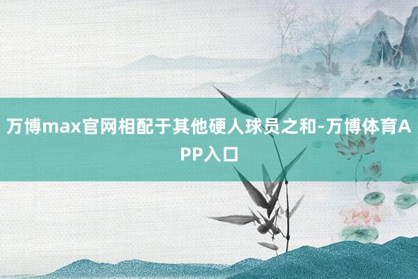 万博max官网相配于其他硬人球员之和-万博体育APP入口